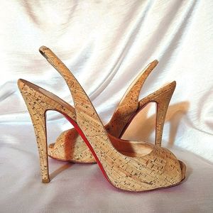 Christian Louboutin Sling Back Cork Heels. US 8.5
